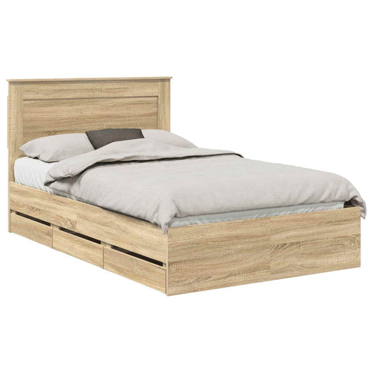 vidaXL Σκελετός Κρεβατιού Δρύς Sonoma 120 x 190 cm Μηχανήματος Ξύλο