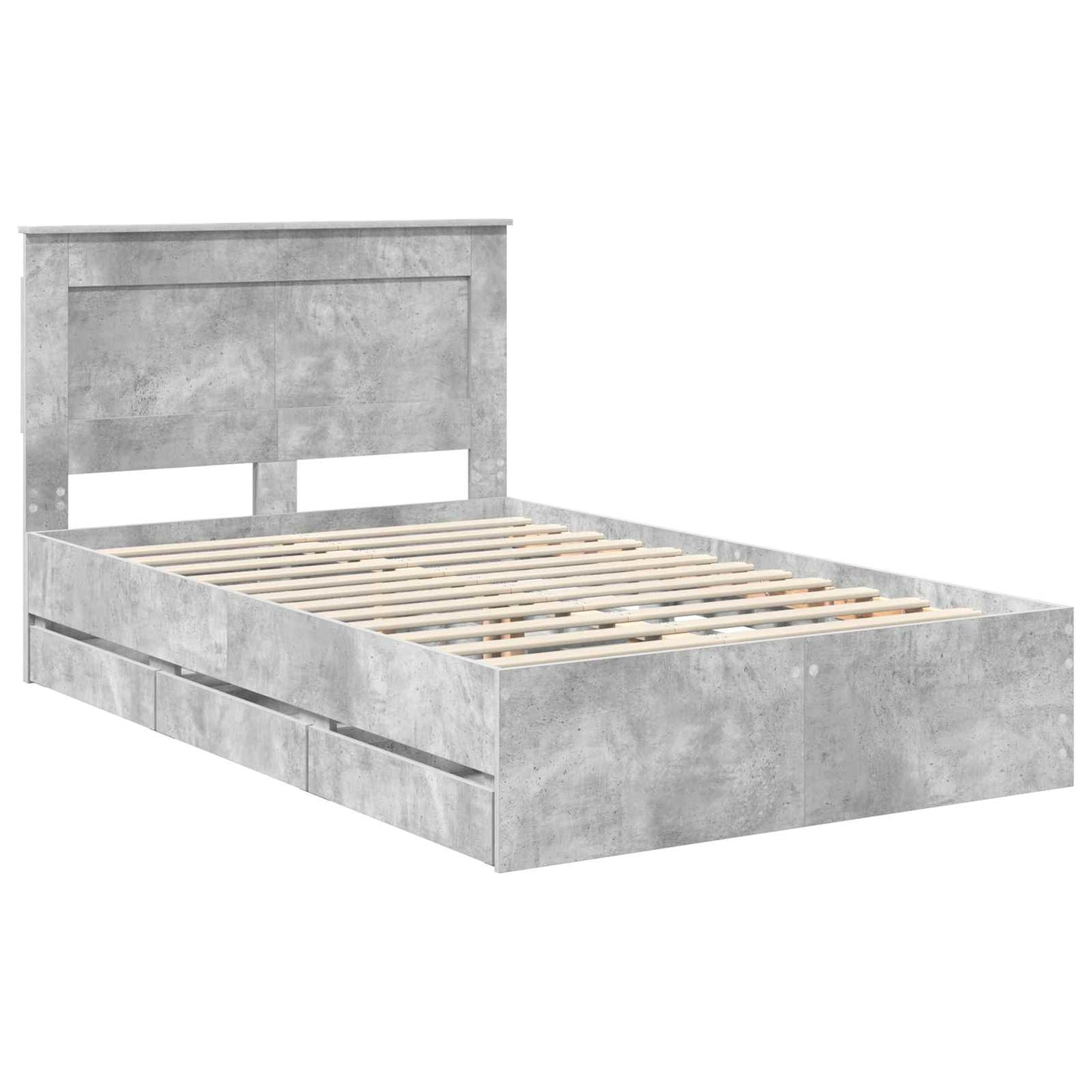 vidaXL Σκελετός Κρεβατιού Σκυρόδεμα Γκρι 120 x 190 cm Μηχανήματος Ξύλο
