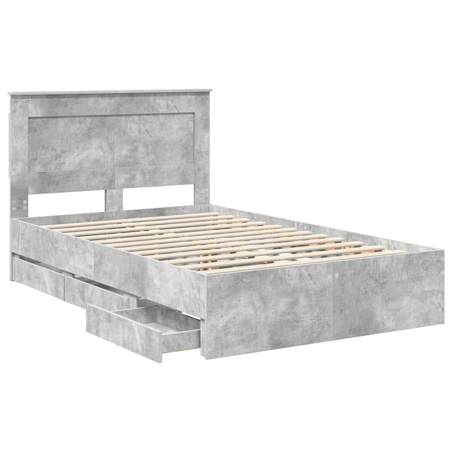vidaXL Σκελετός Κρεβατιού Σκυρόδεμα Γκρι 120 x 190 cm Μηχανήματος Ξύλο