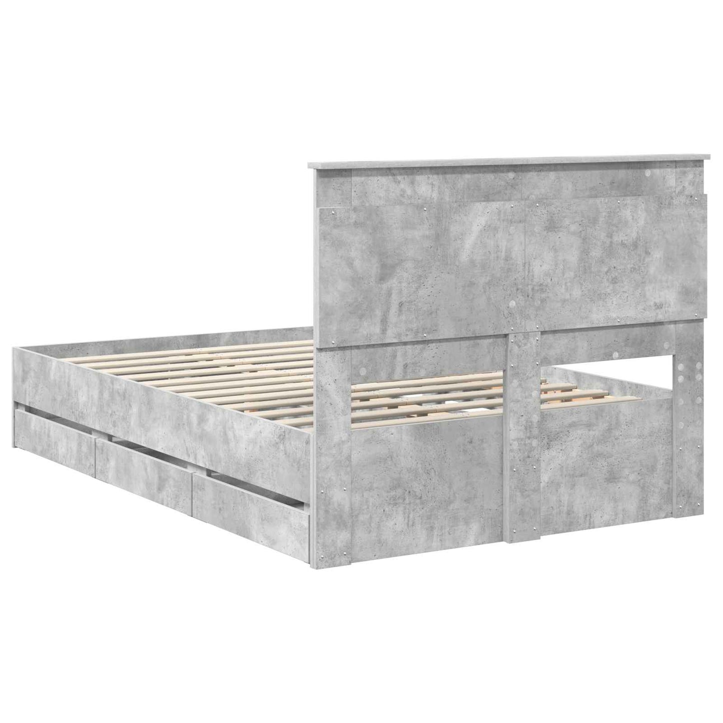 vidaXL Σκελετός Κρεβατιού Σκυρόδεμα Γκρι 120 x 190 cm Μηχανήματος Ξύλο