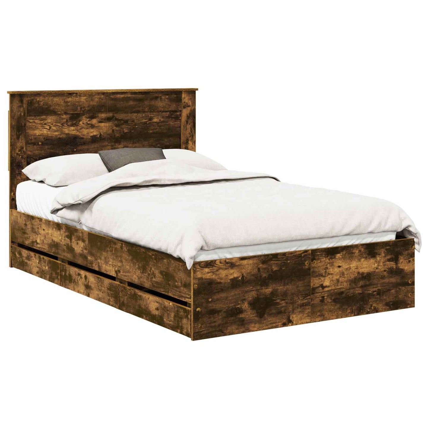 vidaXL Σκελετός Κρεβατιού Καπνιστό Δρύς 120 x 190 cm Μηχανήματος Ξύλο