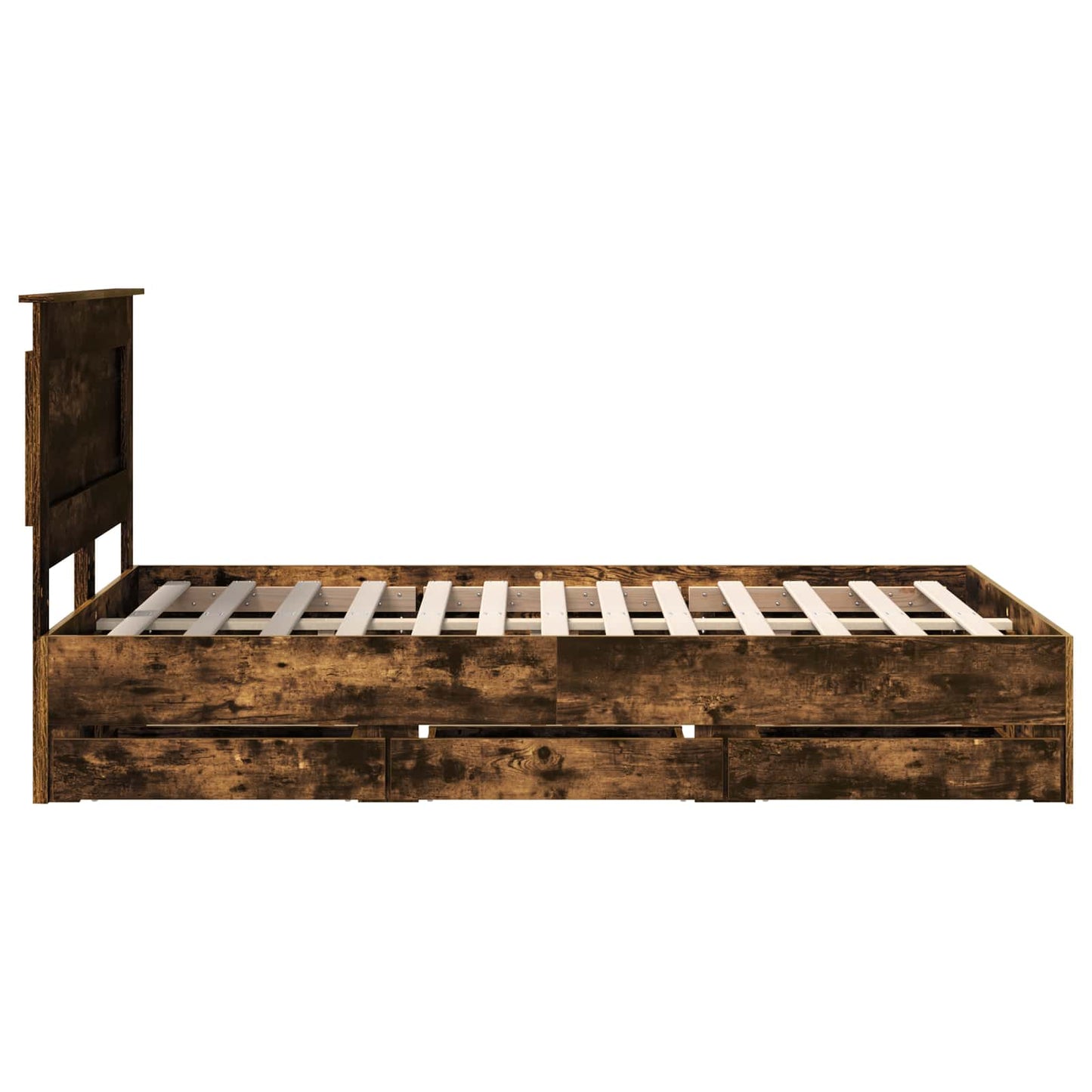 vidaXL Σκελετός Κρεβατιού Καπνιστό Δρύς 120 x 190 cm Μηχανήματος Ξύλο