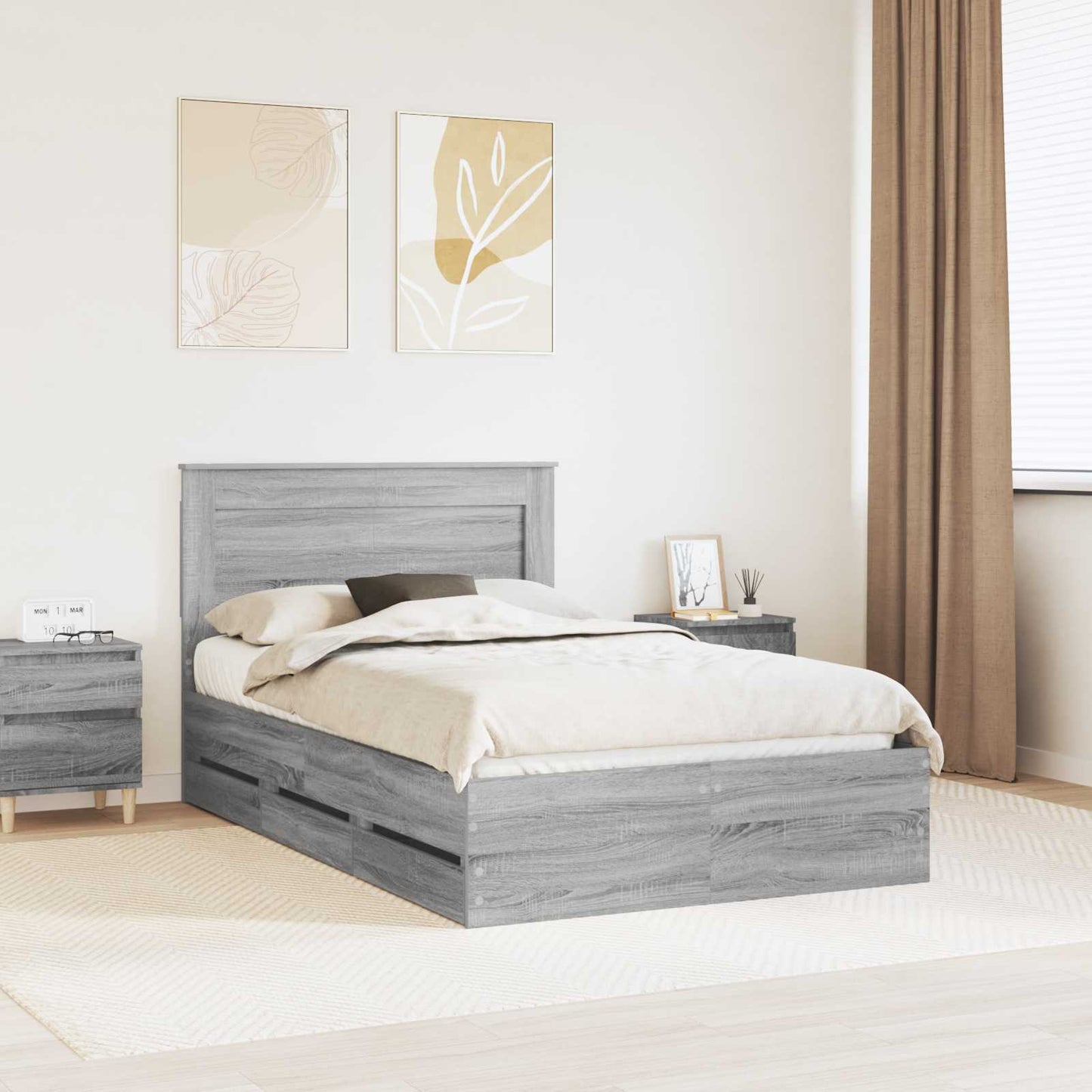 vidaXL Σκελετός Κρεβατιού Γκρίζο Σονομα 120 x 200 cm Μηχανήματος Ξύλο