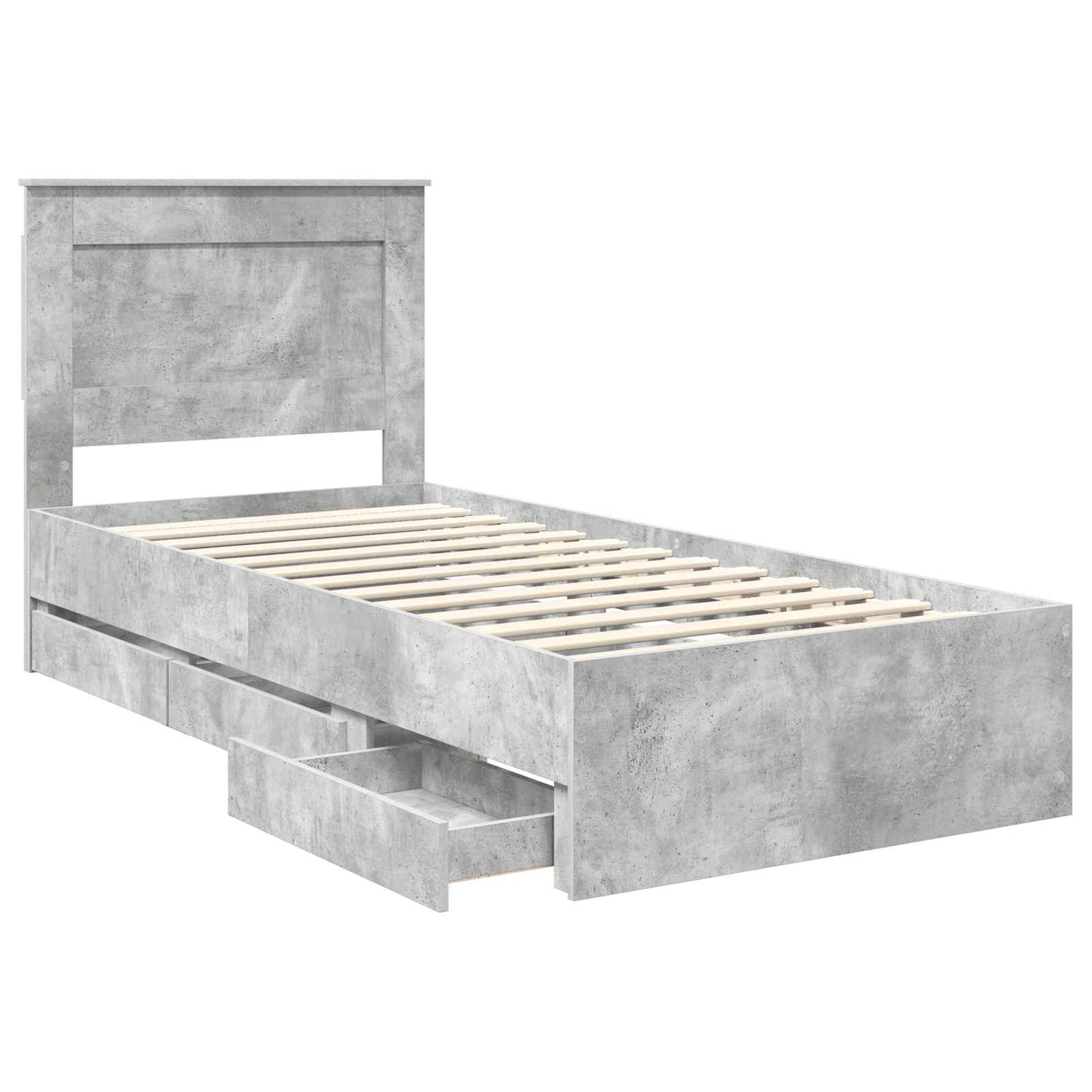 vidaXL Σκελετός Κρεβατιού Σκυρόδεμα Γκρι 90 x 190 cm Μηχανήματος Ξύλο