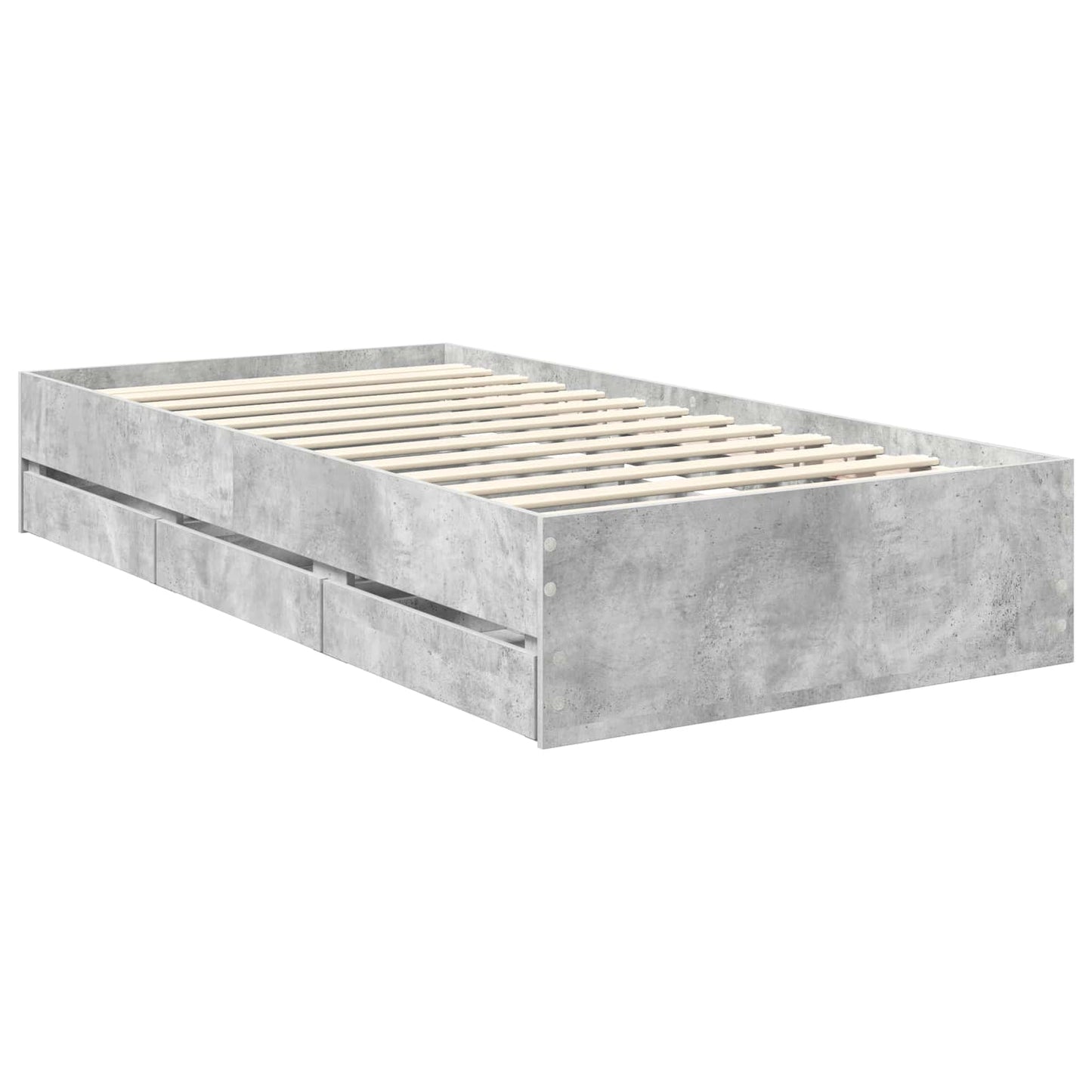 vidaXL Σκελετός Κρεβατιού Σκυρόδεμα Γκρι 90 x 190 cm Μηχανήματος Ξύλο