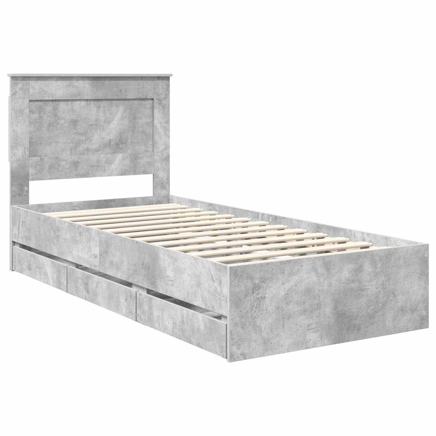 vidaXL Σκελετός Κρεβατιού Σκυρόδεμα Γκρι 90 x 200 cm Μηχανήματος Ξύλο