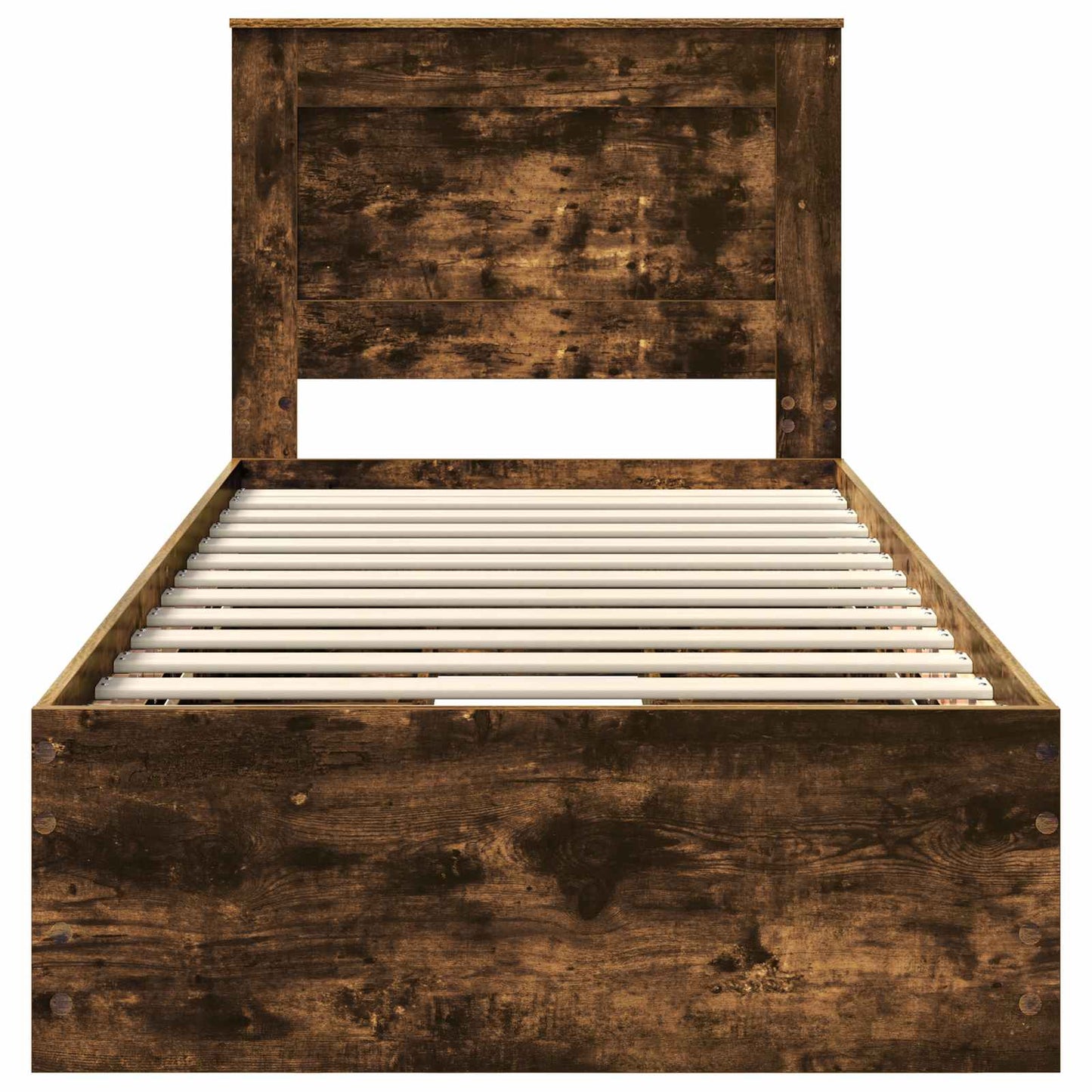 vidaXL Σκελετός Κρεβατιού Καπνιστό Δρύς 90 x 200 cm Μηχανήματος Ξύλο