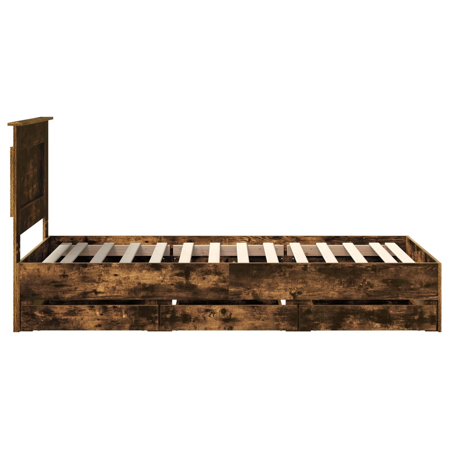 vidaXL Σκελετός Κρεβατιού Καπνιστό Δρύς 90 x 200 cm Μηχανήματος Ξύλο