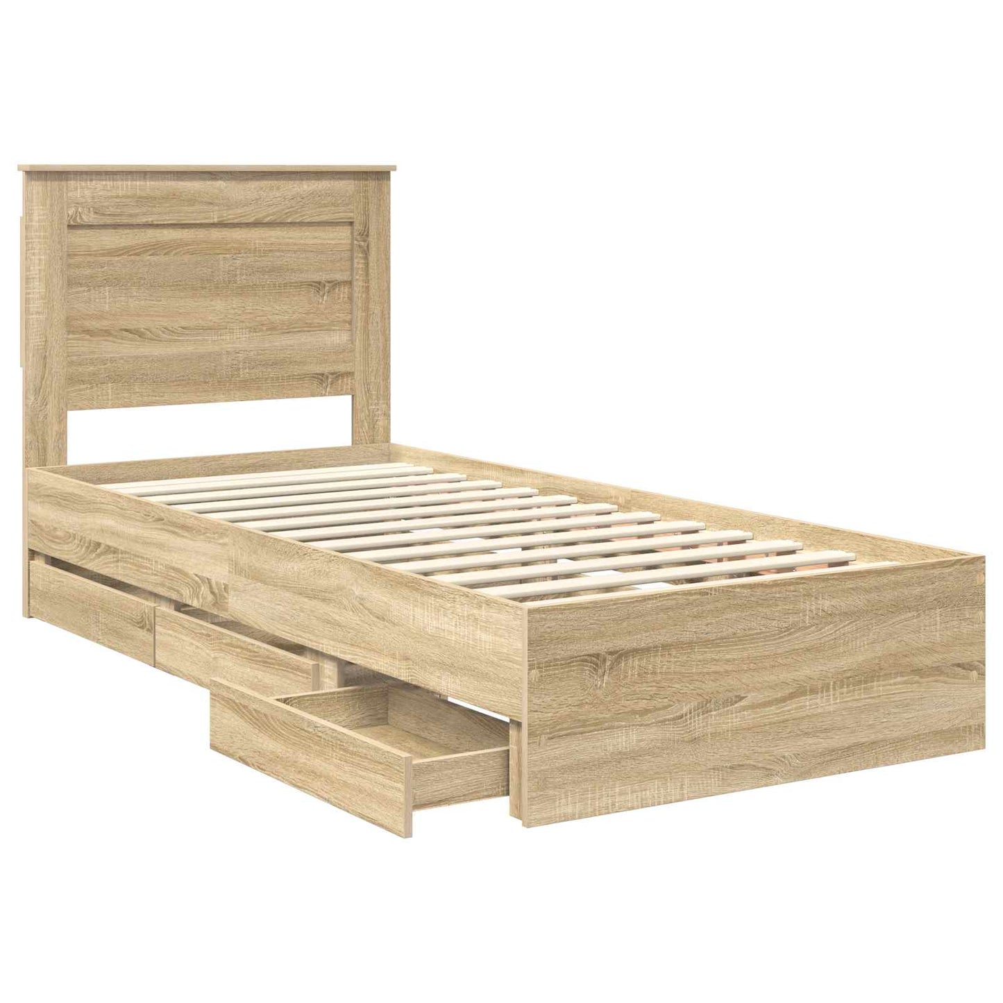 vidaXL Σκελετός Κρεβατιού Δρύς Sonoma 75 x 190 cm Μηχανήματος Ξύλο