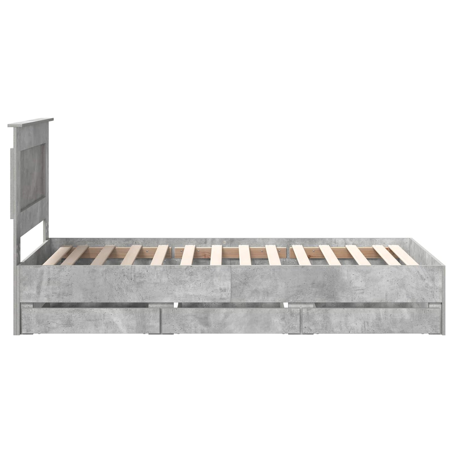 vidaXL Σκελετός Κρεβατιού Σκυρόδεμα Γκρι 75 x 190 cm Μηχανήματος Ξύλο
