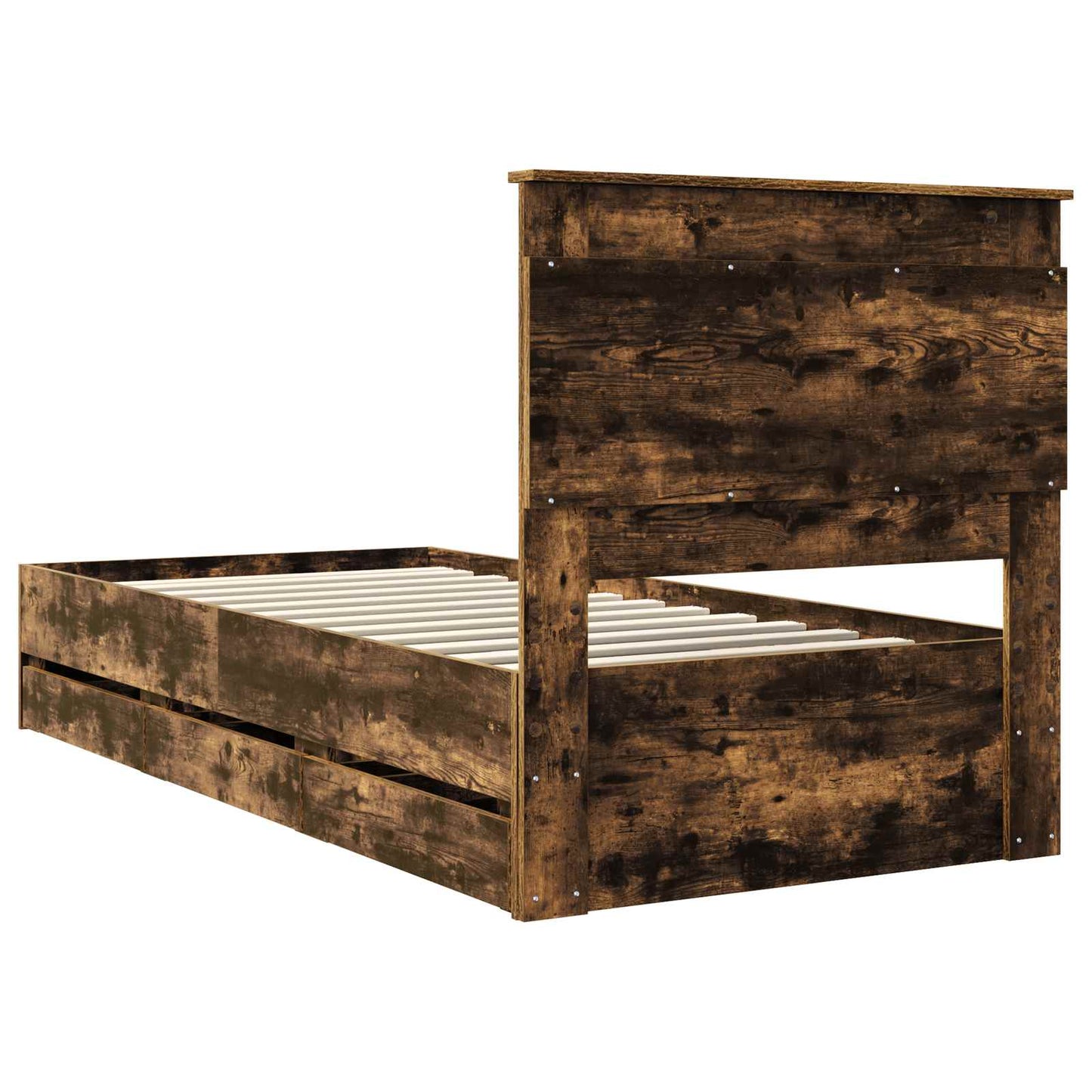 vidaXL Σκελετός Κρεβατιού Καπνιστό Δρύς 75 x 190 cm Μηχανήματος Ξύλο