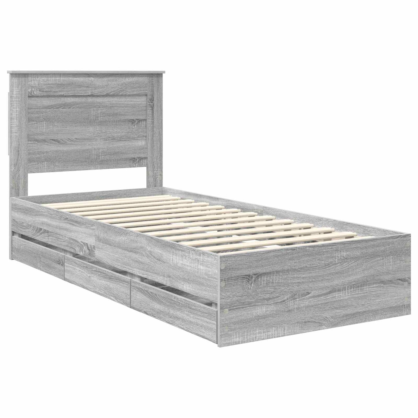 vidaXL Σκελετός Κρεβατιού Γκρίζο Σονομα 75 x 190 cm Μηχανήματος Ξύλο
