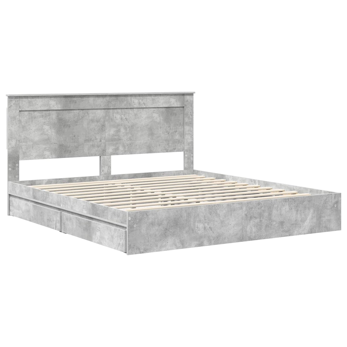 vidaXL Κρεβάτι Αποθήκης Σκυρόδεμα Γκρι 200 x 200 cm Επεξεργασμένο ξύλο