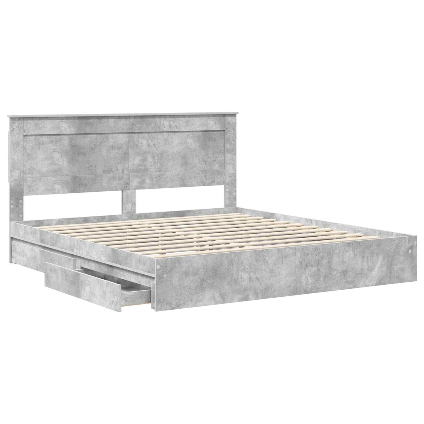 vidaXL Κρεβάτι Αποθήκης Σκυρόδεμα Γκρι 200 x 200 cm Επεξεργασμένο ξύλο