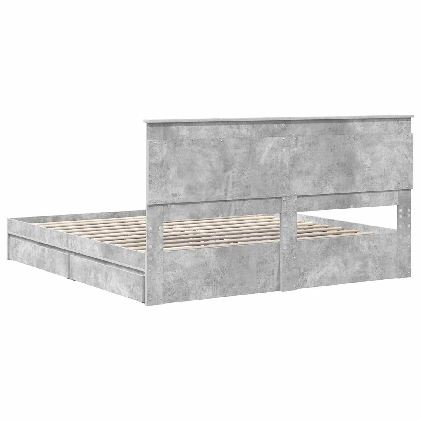 vidaXL Κρεβάτι Αποθήκης Σκυρόδεμα Γκρι 200 x 200 cm Επεξεργασμένο ξύλο