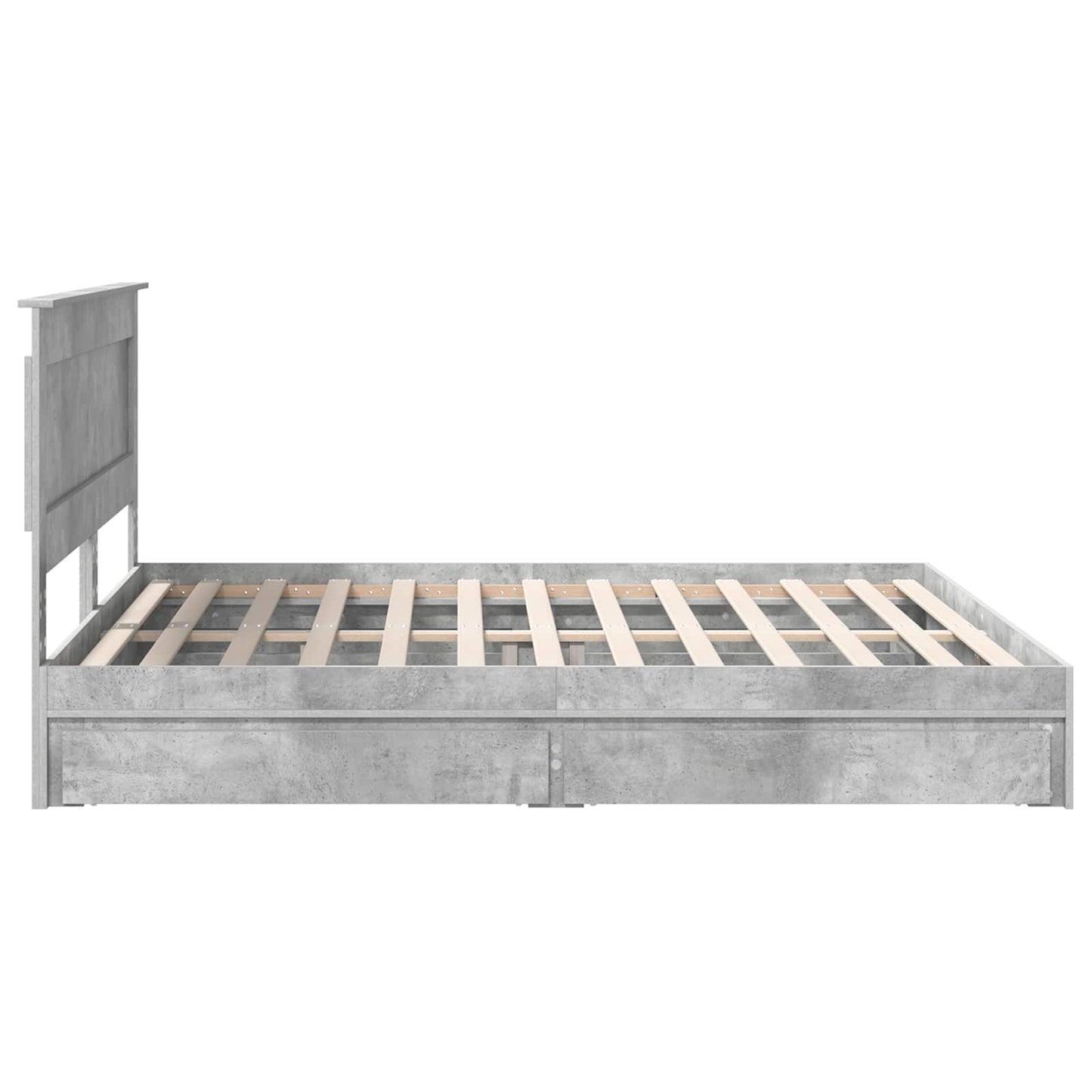 vidaXL Κρεβάτι Αποθήκης Σκυρόδεμα Γκρι 200 x 200 cm Επεξεργασμένο ξύλο