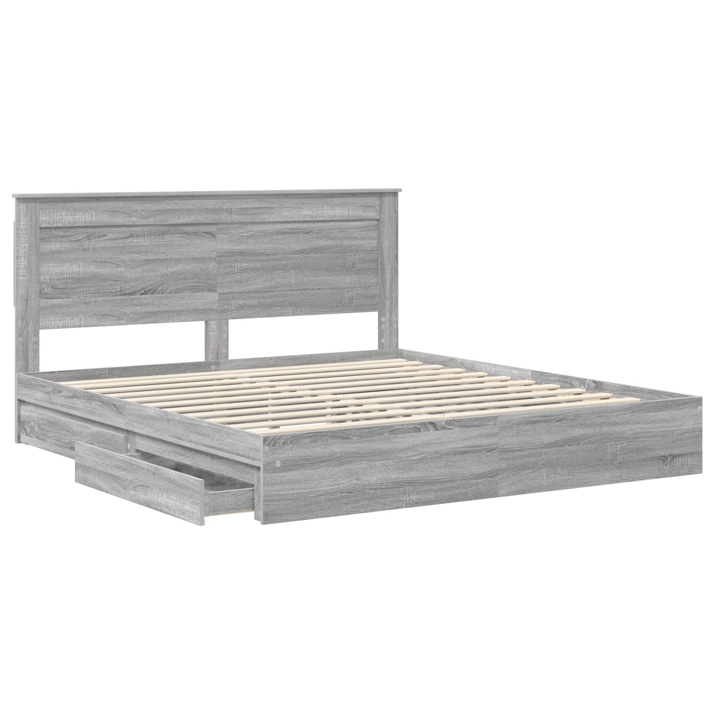 vidaXL Κρεβάτι Αποθήκης Γκρίζο Σονομα 200 x 200 cm Επεξεργασμένο ξύλο