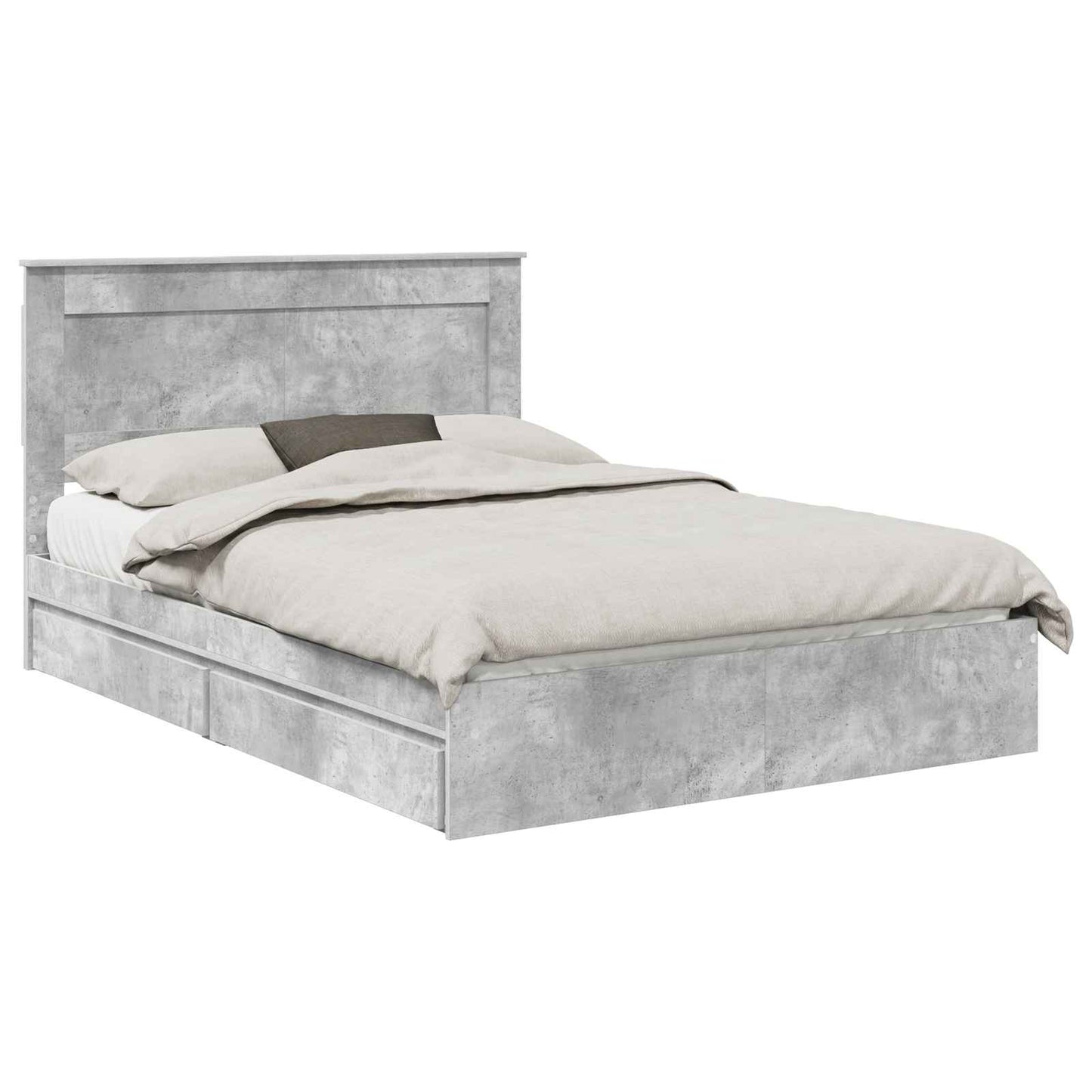 vidaXL Κρεβάτι Αποθήκης Σκυρόδεμα Γκρι 150 x 200 cm Επεξεργασμένο ξύλο