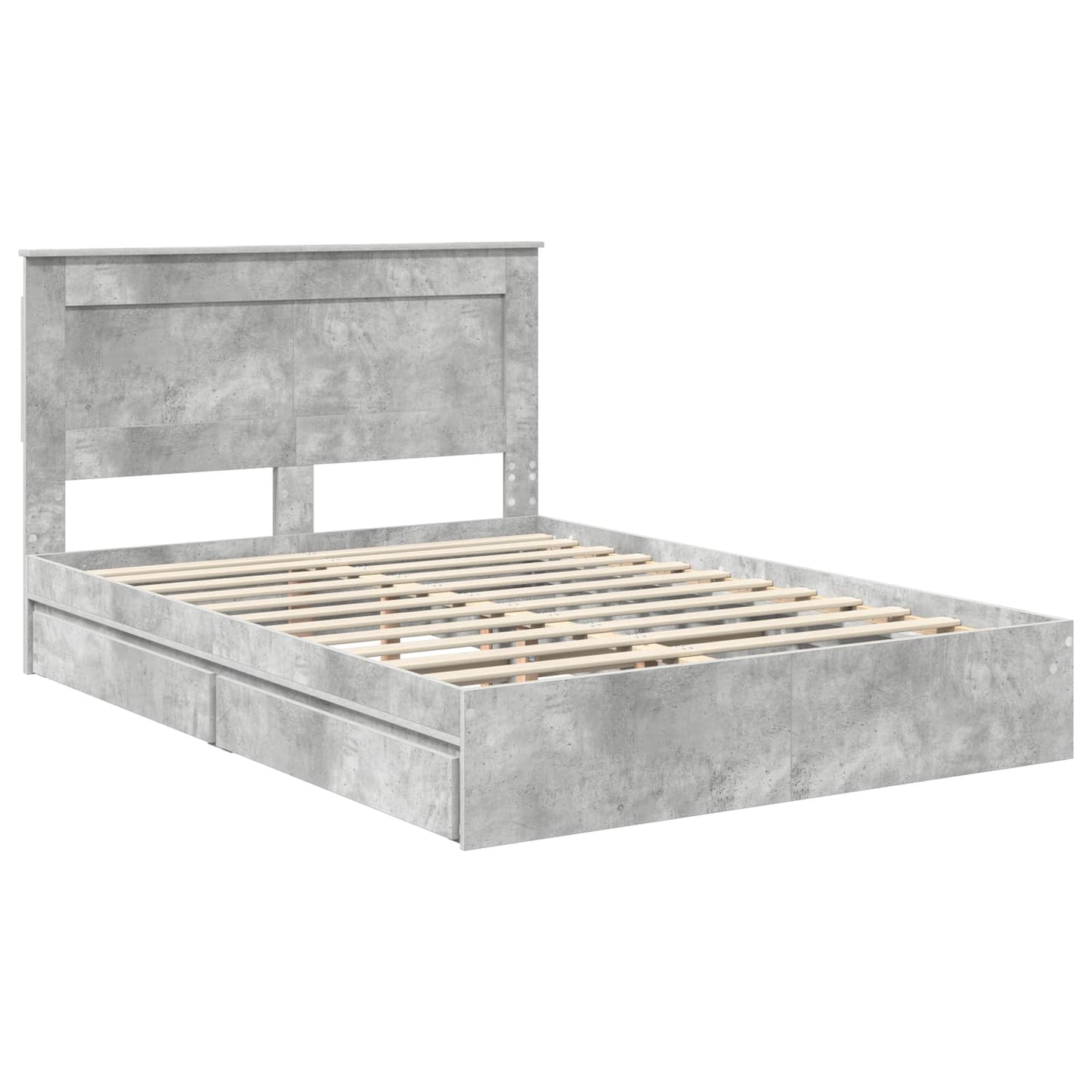 vidaXL Κρεβάτι Αποθήκης Σκυρόδεμα Γκρι 150 x 200 cm Επεξεργασμένο ξύλο