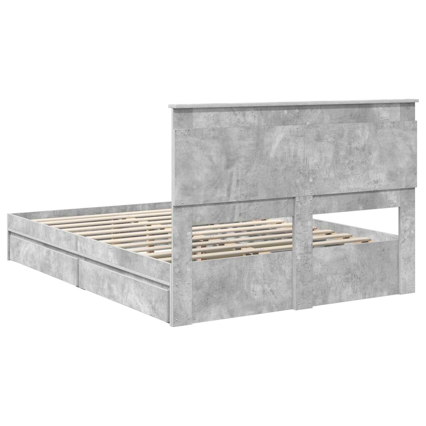 vidaXL Κρεβάτι Αποθήκης Σκυρόδεμα Γκρι 150 x 200 cm Επεξεργασμένο ξύλο