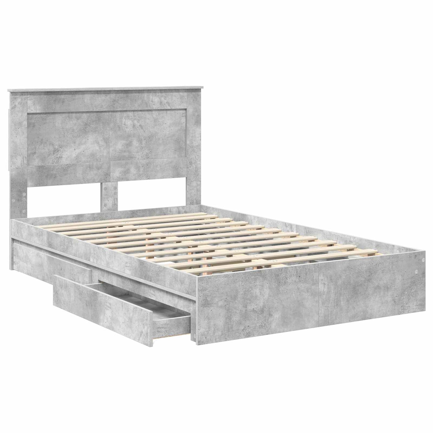 vidaXL Κρεβάτι Αποθήκης Σκυρόδεμα Γκρι 135 x 190 cm Επεξεργασμένο ξύλο