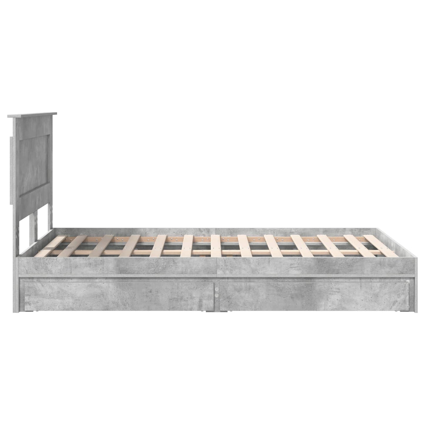vidaXL Κρεβάτι Αποθήκης Σκυρόδεμα Γκρι 135 x 190 cm Επεξεργασμένο ξύλο