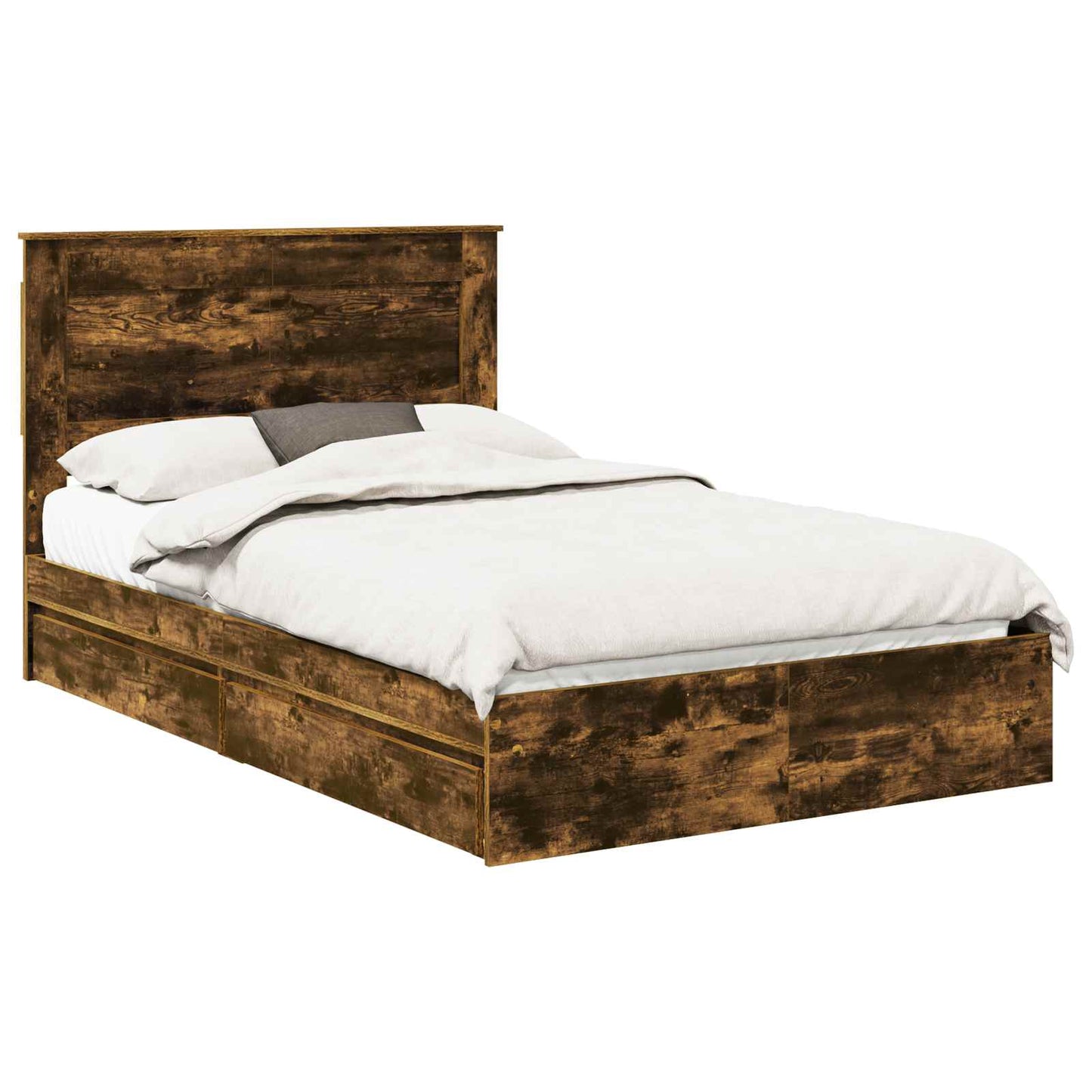 vidaXL Κρεβάτι Αποθήκης Καπνιστό Δρύς 135 x 190 cm Επεξεργασμένο ξύλο