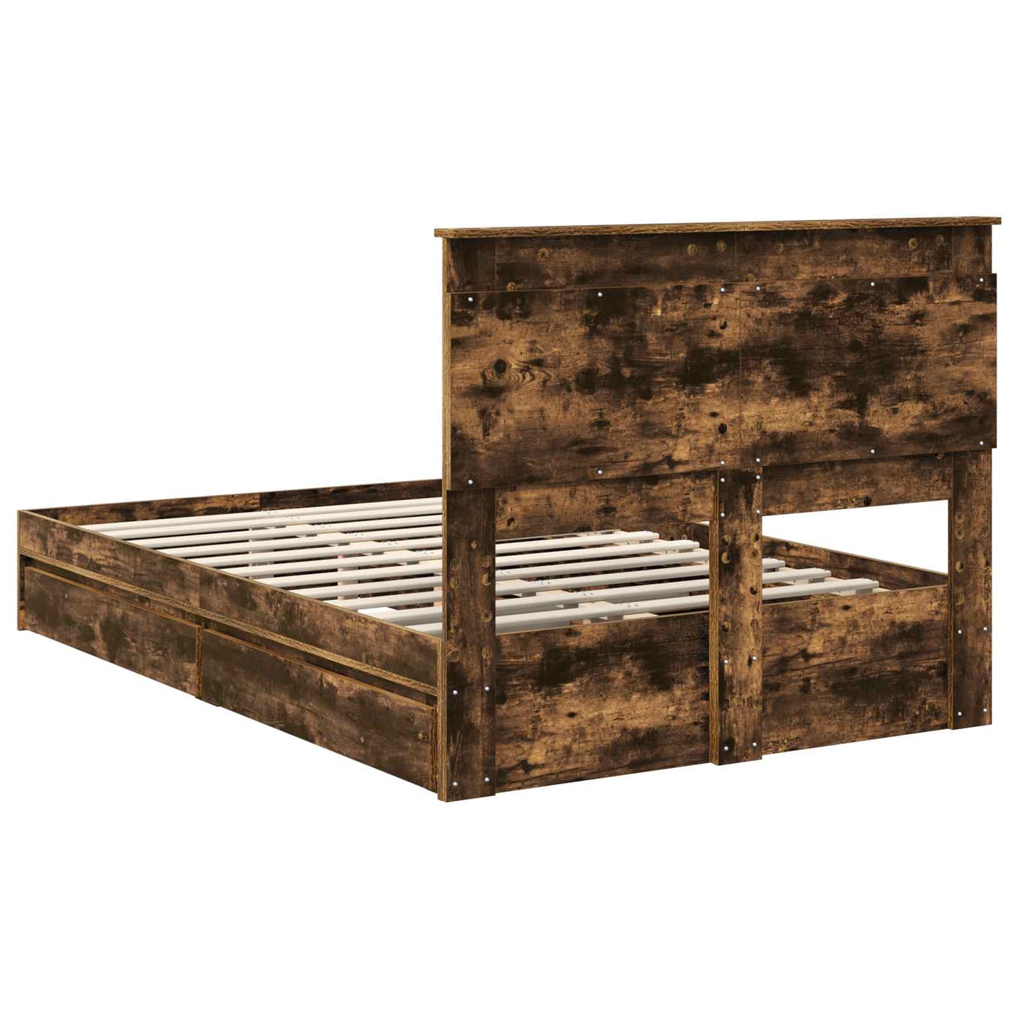 vidaXL Κρεβάτι Αποθήκης Καπνιστό Δρύς 135 x 190 cm Επεξεργασμένο ξύλο