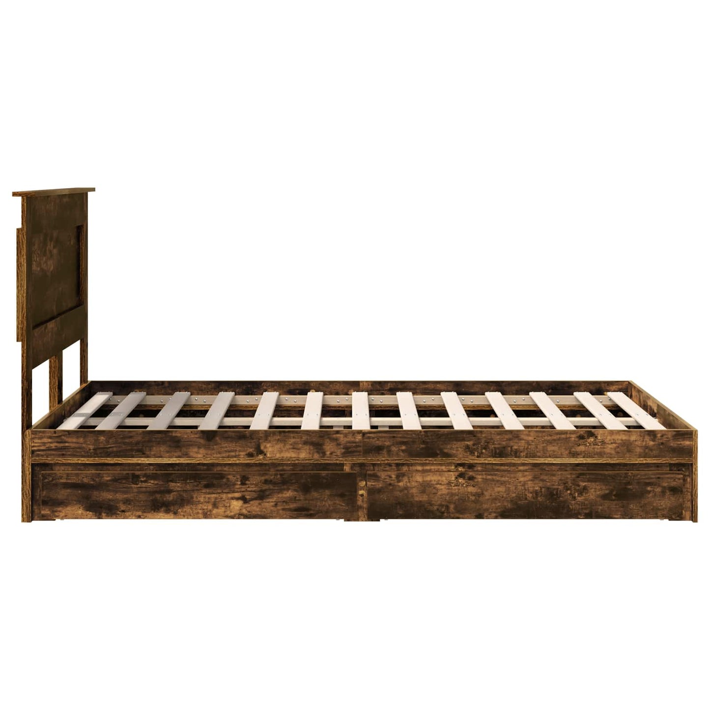 vidaXL Κρεβάτι Αποθήκης Καπνιστό Δρύς 135 x 190 cm Επεξεργασμένο ξύλο