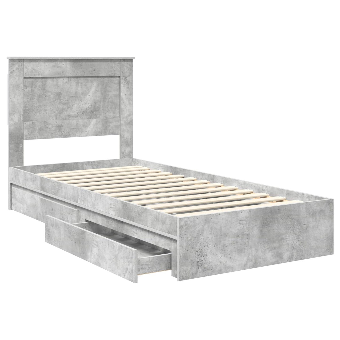vidaXL Κρεβάτι Αποθήκης Σκυρόδεμα Γκρι 90 x 190 cm Επεξεργασμένο ξύλο