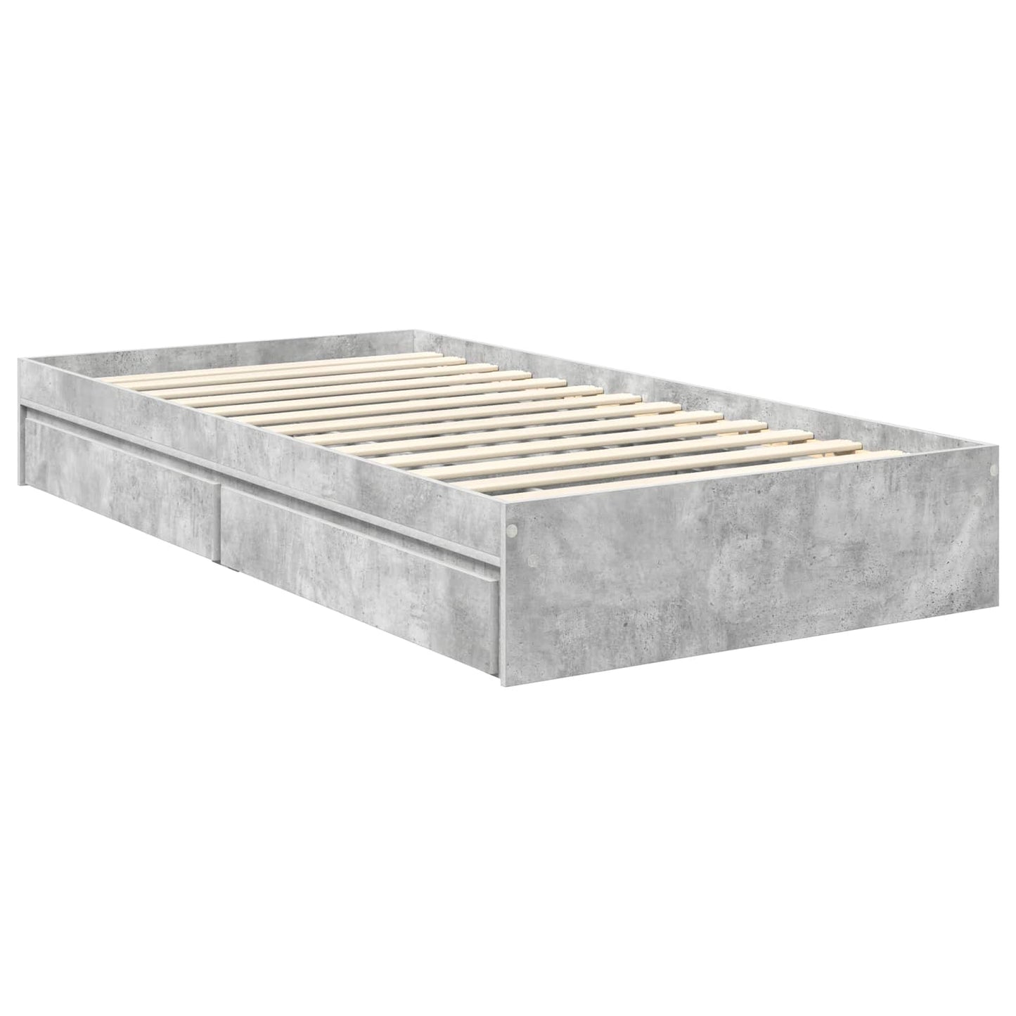 vidaXL Κρεβάτι Αποθήκης Σκυρόδεμα Γκρι 90 x 190 cm Επεξεργασμένο ξύλο