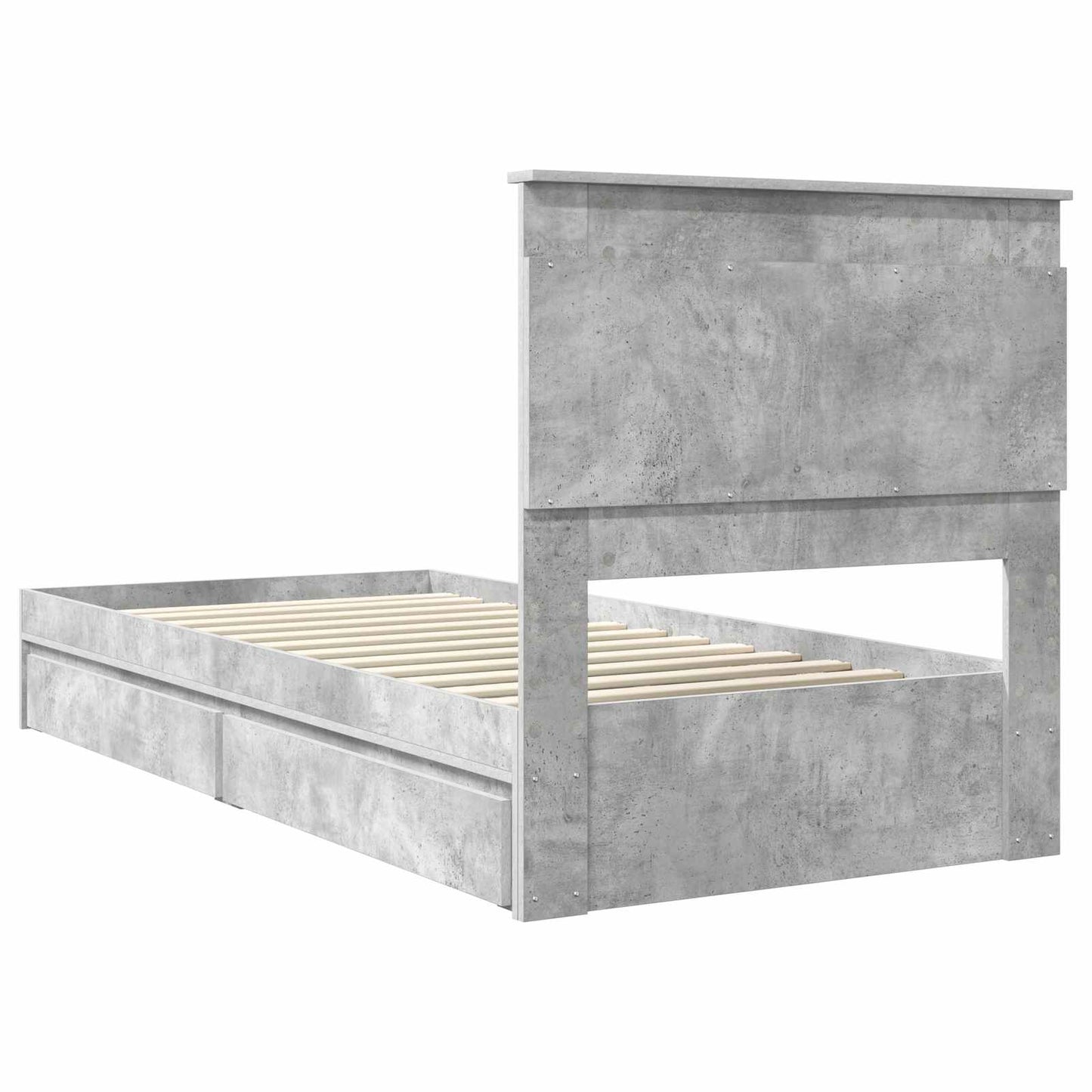 vidaXL Κρεβάτι Αποθήκης Σκυρόδεμα Γκρι 90 x 190 cm Επεξεργασμένο ξύλο