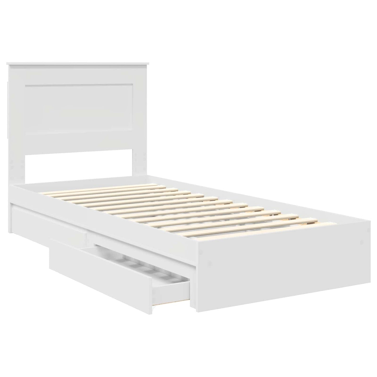 vidaXL Κρεβάτι Αποθήκης Λευκό 75 x 190 cm Επεξεργασμένο ξύλο