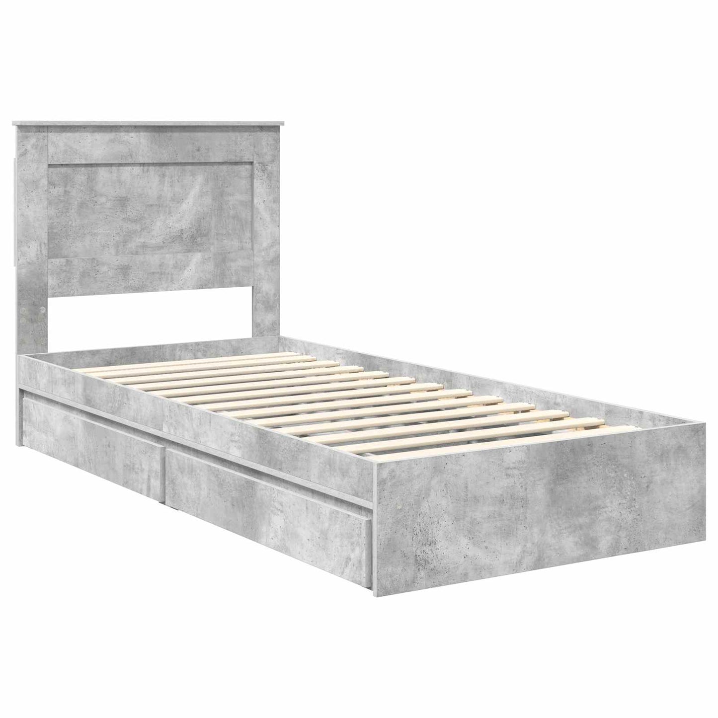 vidaXL Κρεβάτι Αποθήκης Σκυρόδεμα Γκρι 75 x 190 cm Επεξεργασμένο ξύλο