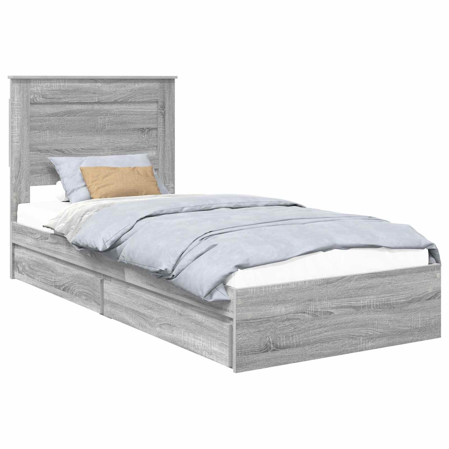 vidaXL Κρεβάτι Αποθήκης Γκρίζο Σονομα 75 x 190 cm Επεξεργασμένο ξύλο