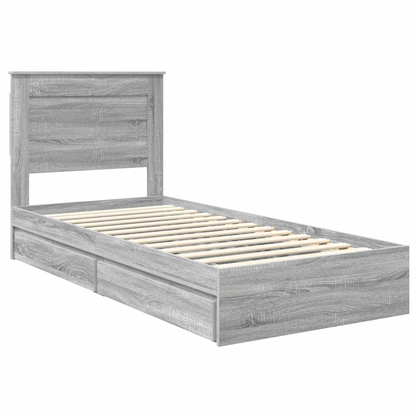 vidaXL Κρεβάτι Αποθήκης Γκρίζο Σονομα 75 x 190 cm Επεξεργασμένο ξύλο