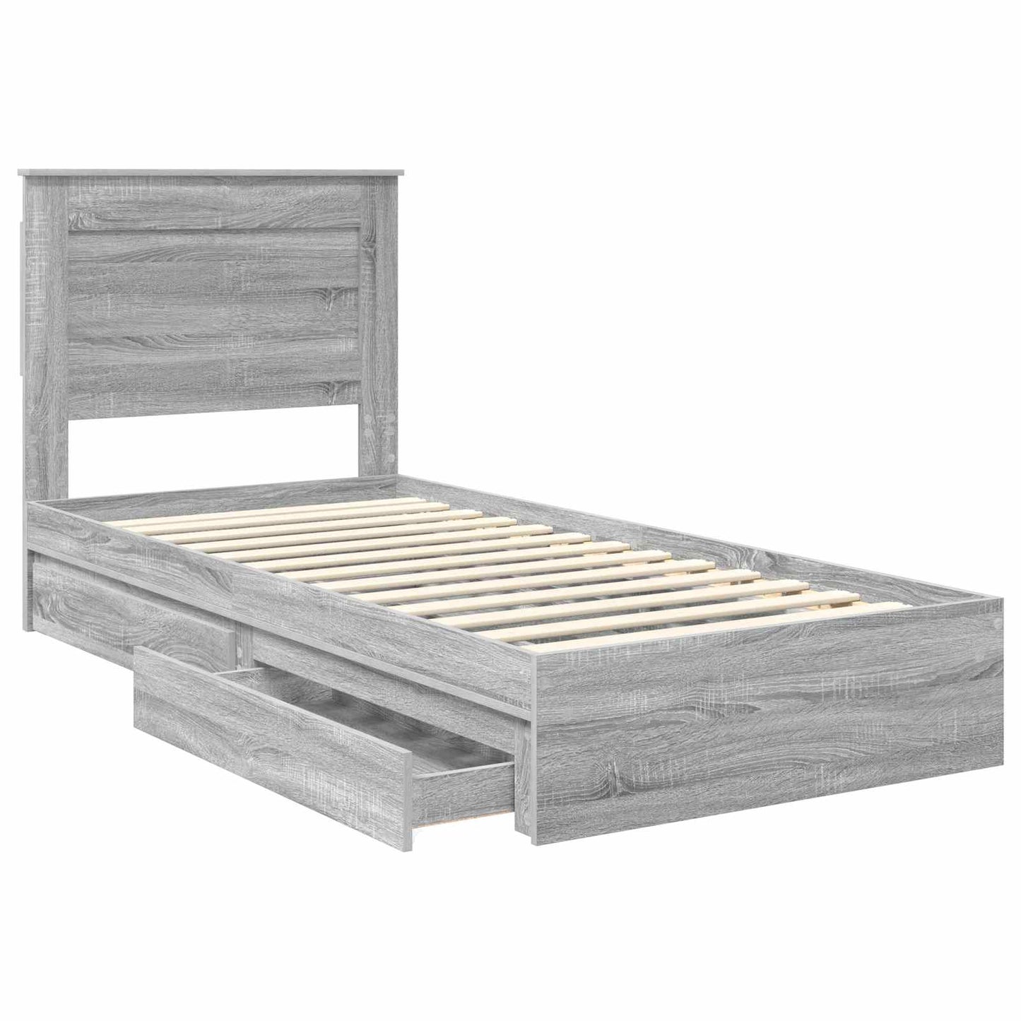 vidaXL Κρεβάτι Αποθήκης Γκρίζο Σονομα 75 x 190 cm Επεξεργασμένο ξύλο
