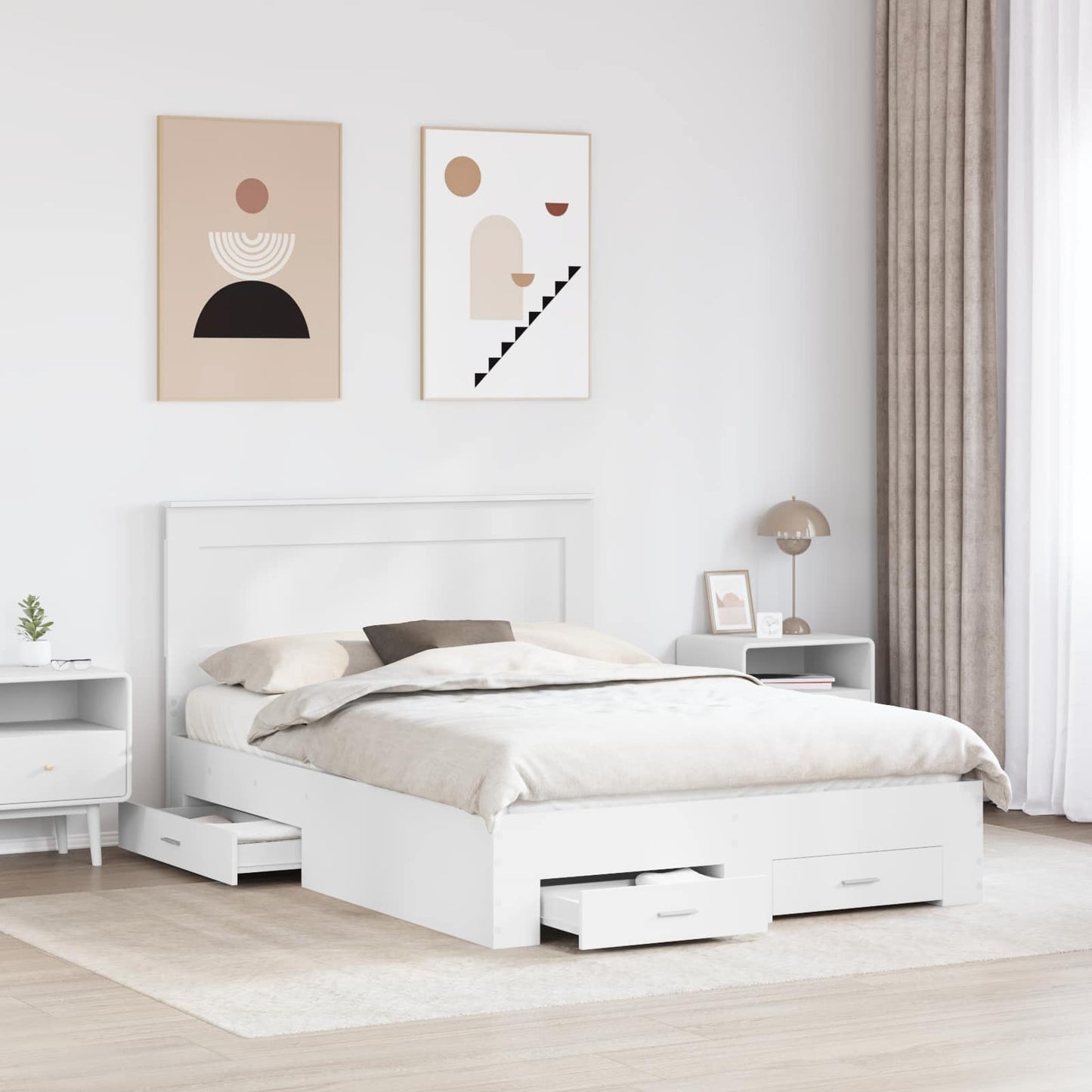 vidaXL Σκελετός Κρεβατιού Λευκό 160 x 200 cm Επεξεργασμένο Ξύλο