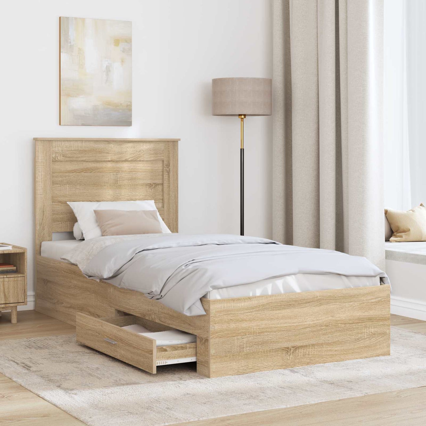 vidaXL Σκελετός Κρεβατιού Δρύς Sonoma 100 x 200 cm Επεξεργασμένο ξύλο