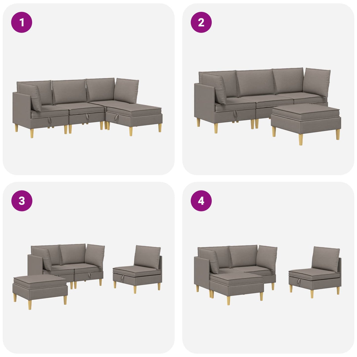 vidaXL Μοτέρ Σαπούνι με Αποθήκη 4 τμχ. Taupe Ύφασμα