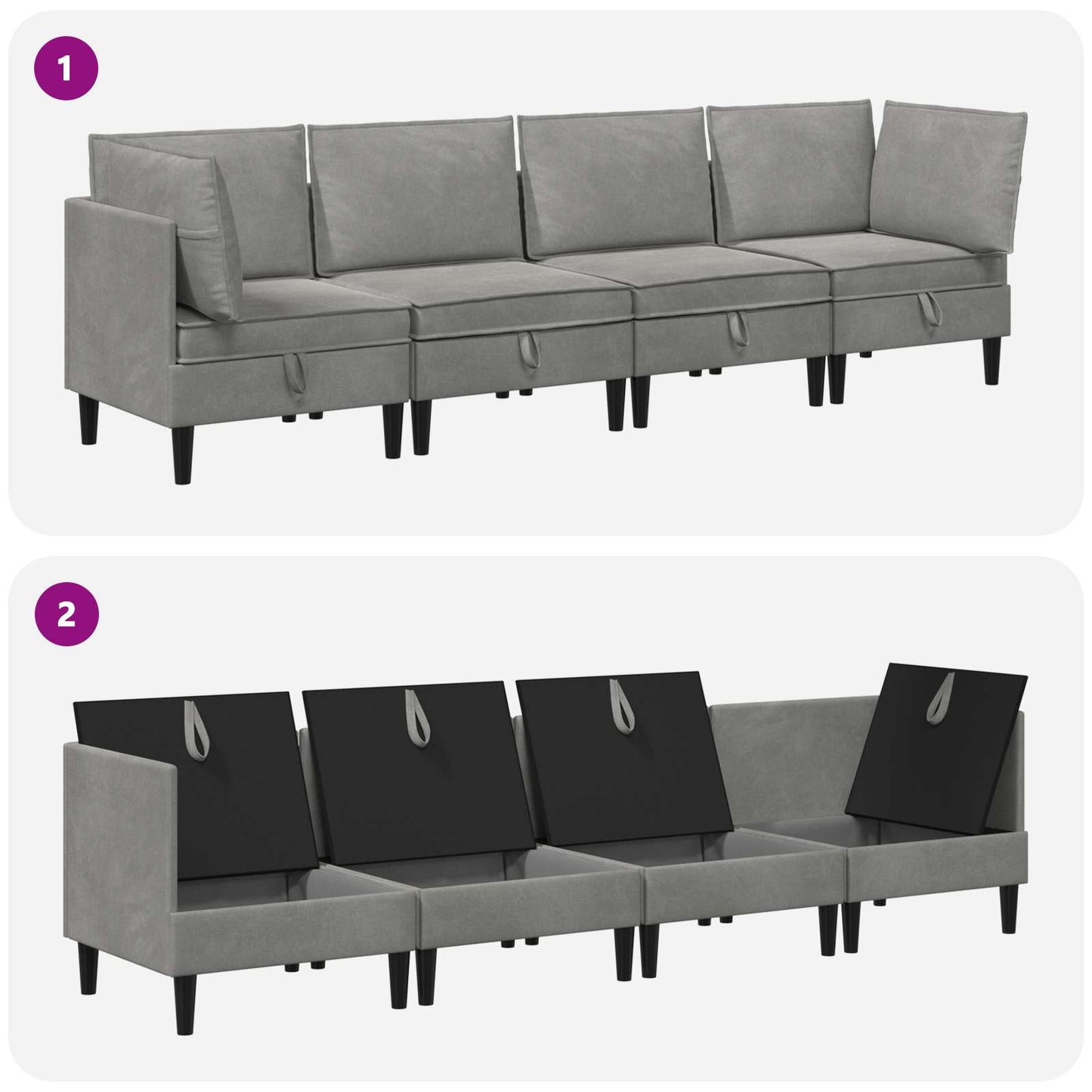vidaXL Σετ Επίπλων Σαλονιού με μαξιλάρι 4 pcs Ανοιχτό γκρι Βελούδο