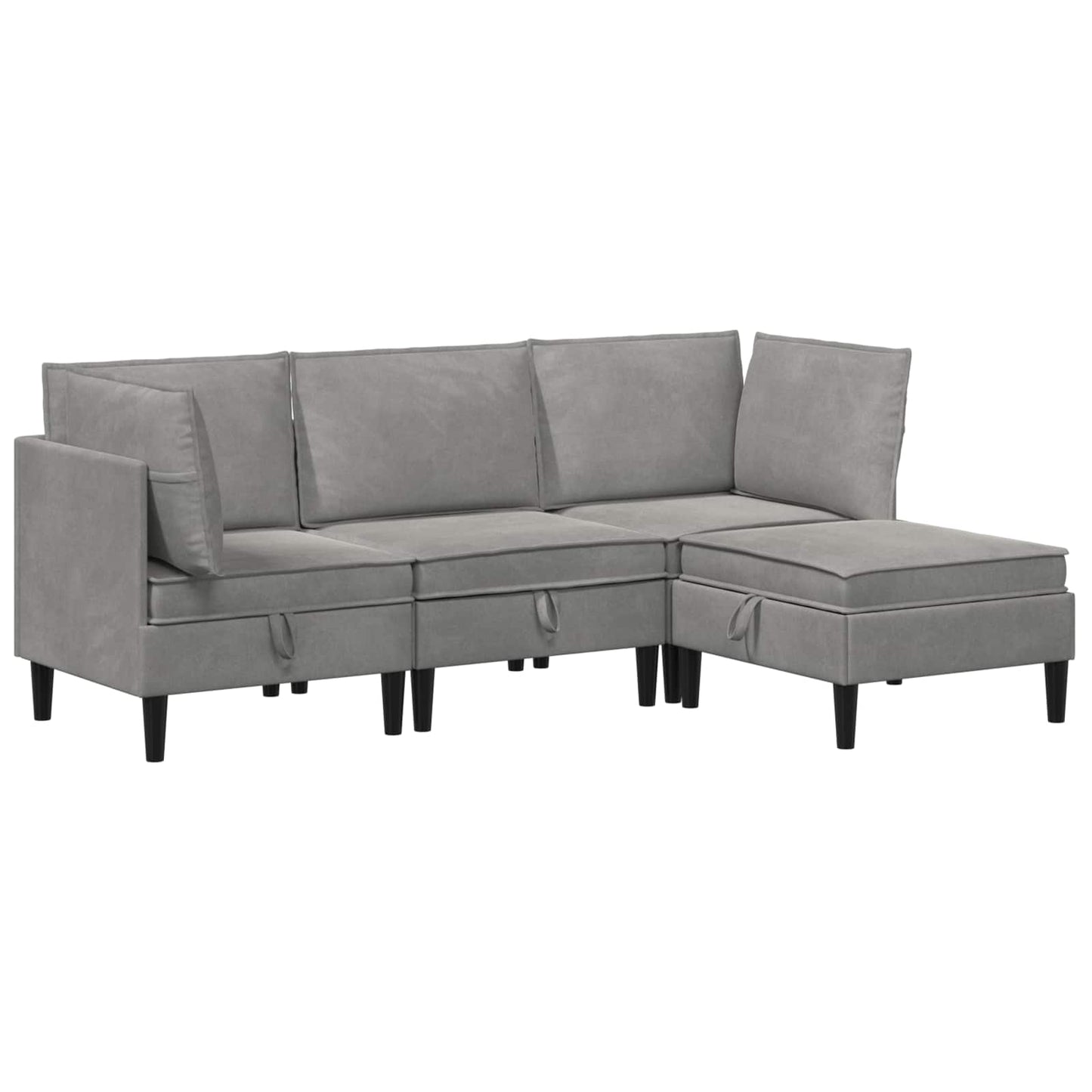 vidaXL Σετ Επίπλων Σαλονιού με μαξιλάρι 4 pcs Ανοιχτό γκρι Βελούδο