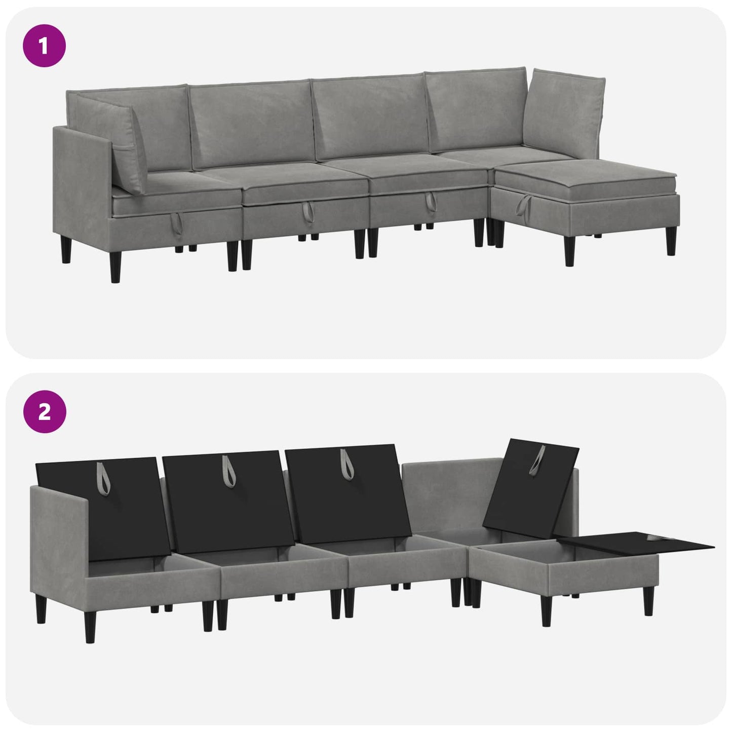 vidaXL Σετ Επίπλων Σαλονιού με μαξιλάρι 5 pcs Ανοιχτό γκρι Βελούδο