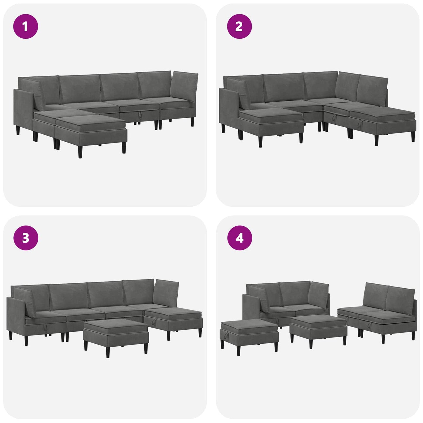 vidaXL Σετ Επίπλων Σαλονιού με μαξιλάρι 6 pcs Σκούρο Γκρι Βελούδο