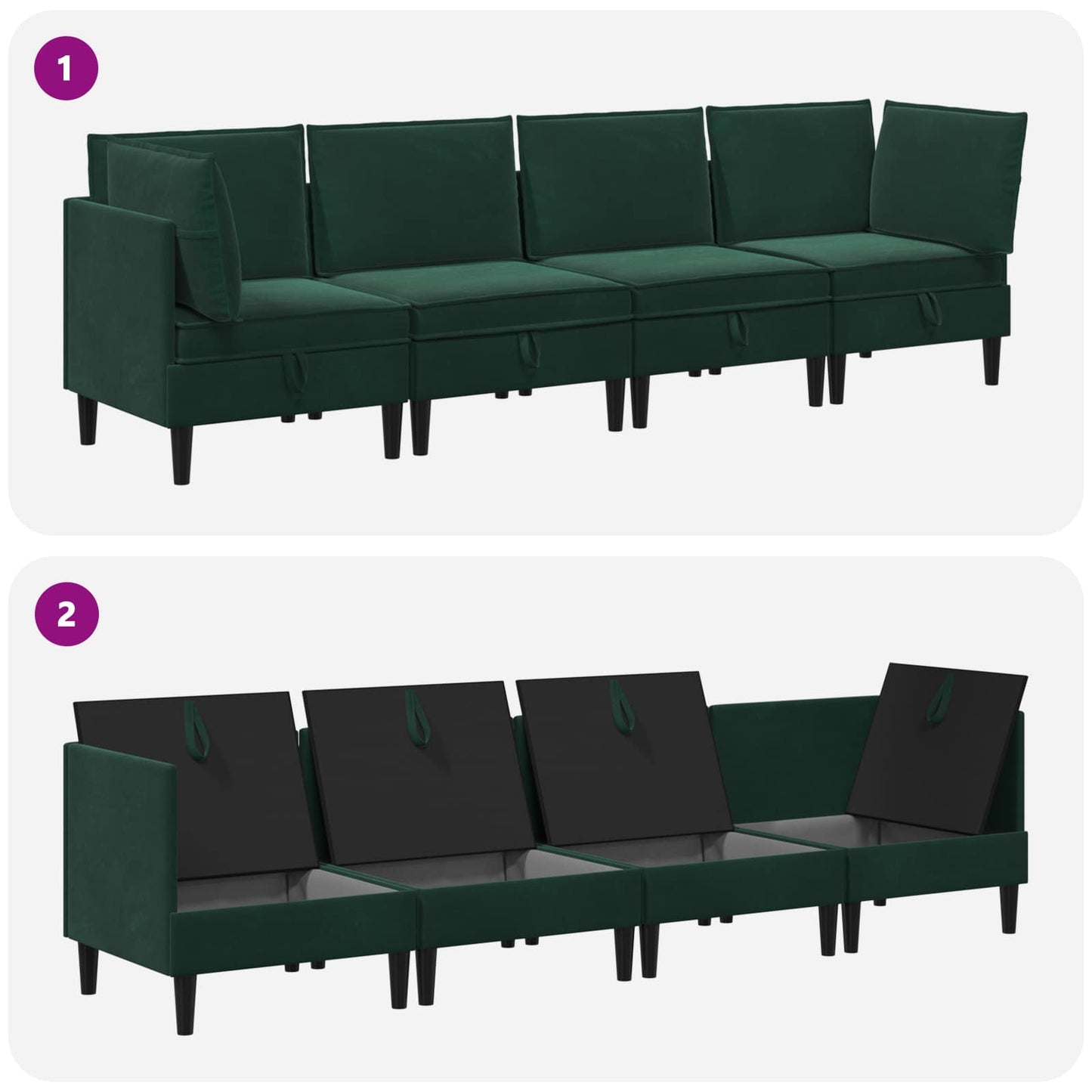 vidaXL Σετ Επίπλων Σαλονιού με μαξιλάρι 4 pcs Σκούρο Πράσινο Βελούδο