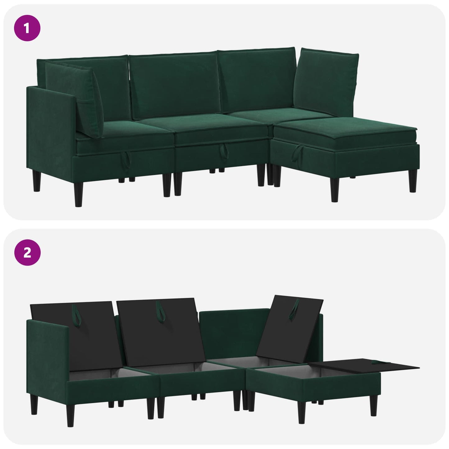 vidaXL Σετ Επίπλων Σαλονιού με μαξιλάρι 4 pcs Σκούρο Πράσινο Βελούδο