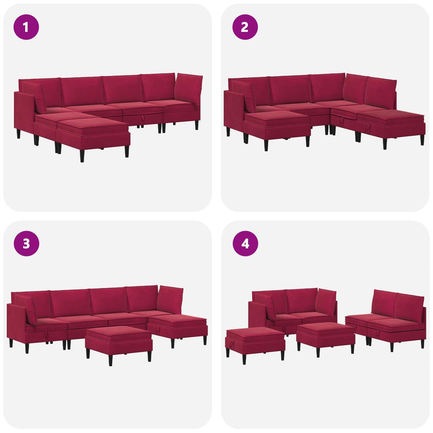 vidaXL Σετ Επίπλων Σαλονιού με μαξιλάρι 6 pcs Κόκκινο Βελούδο