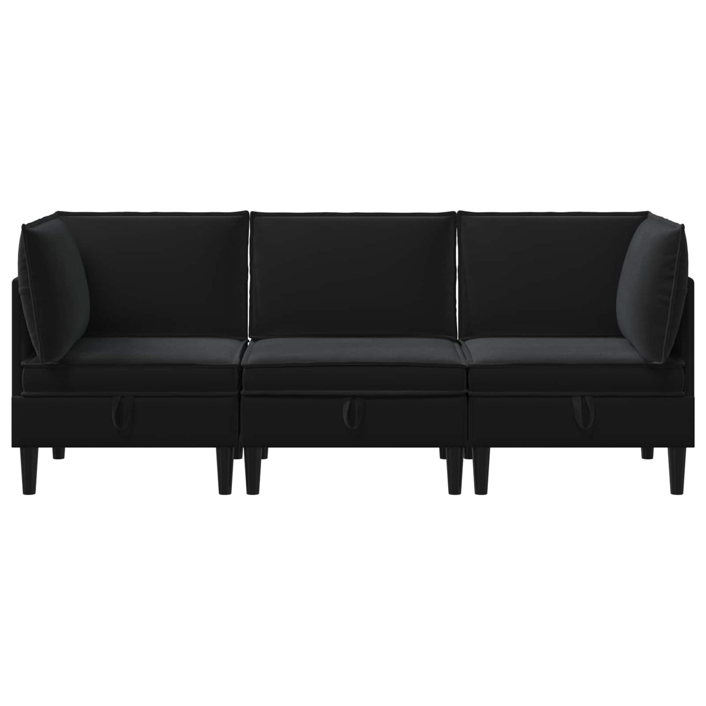 vidaXL Σετ Επίπλων Σαλονιού με μαξιλάρι 3 pcs Μαύρο Βελούδο