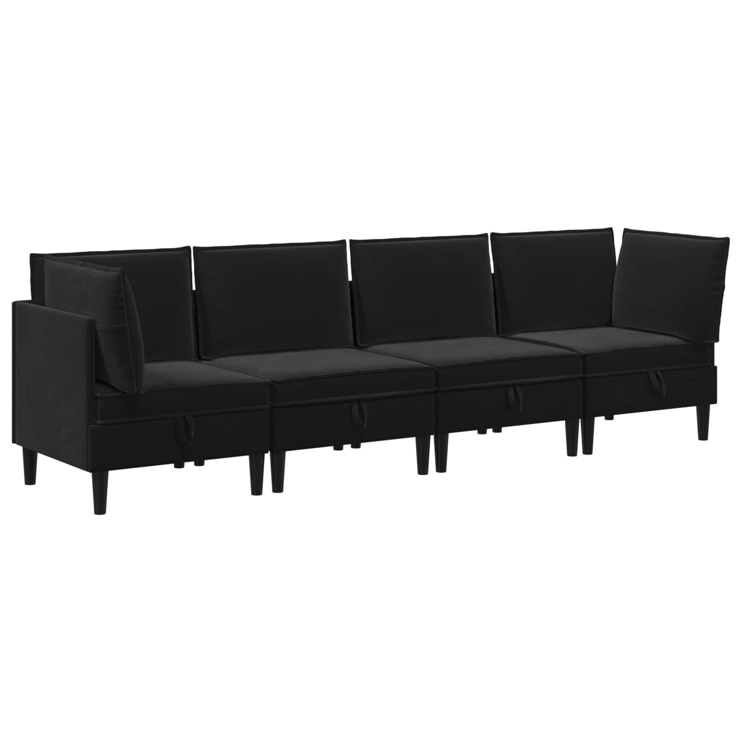 vidaXL Σετ Επίπλων Σαλονιού με μαξιλάρι 4 pcs Μαύρο Βελούδο