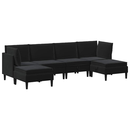 vidaXL Σετ Επίπλων Σαλονιού με μαξιλάρι 6 pcs Μαύρο Βελούδο